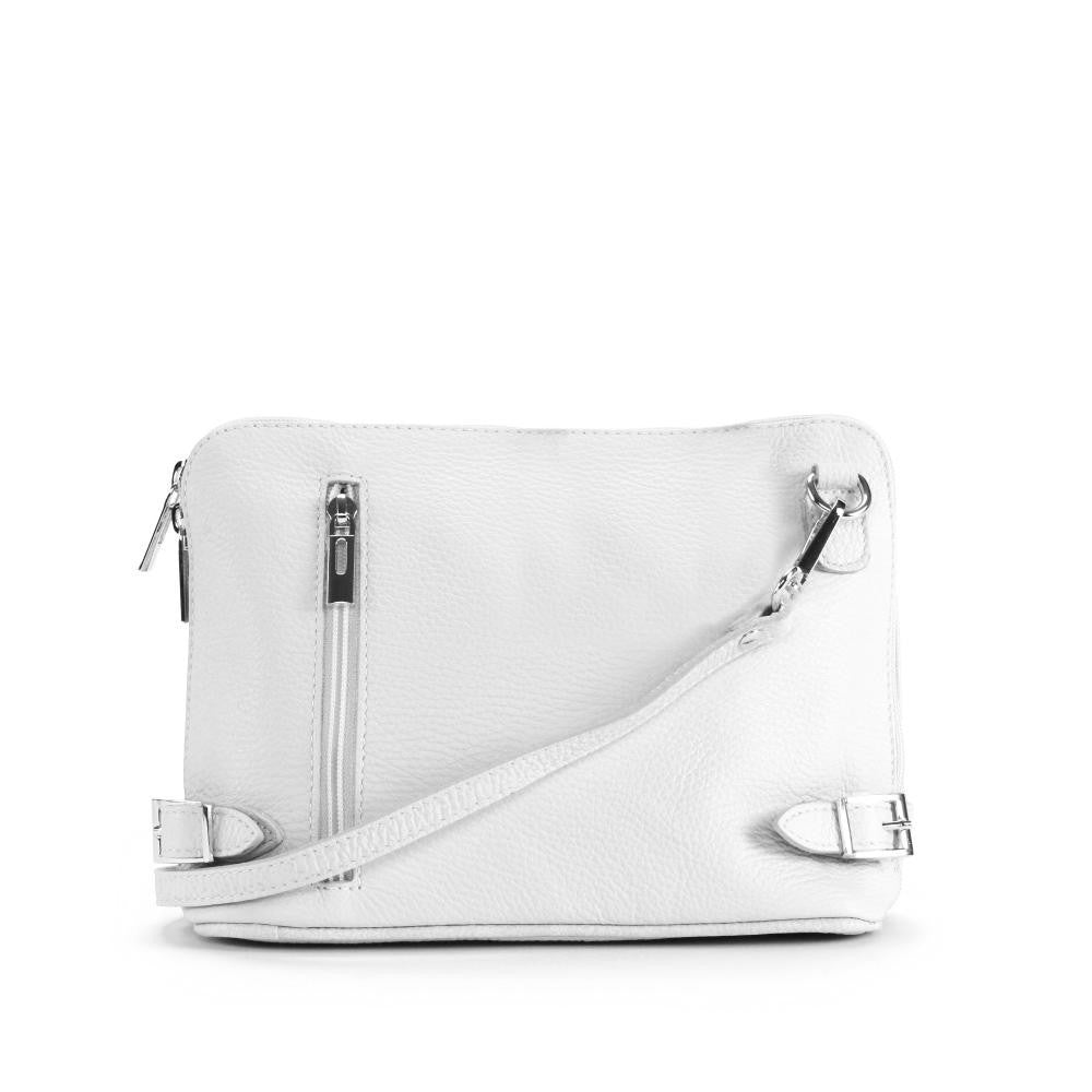 Mini sac à bandoulière en cuir grainé italien MIA Blanc