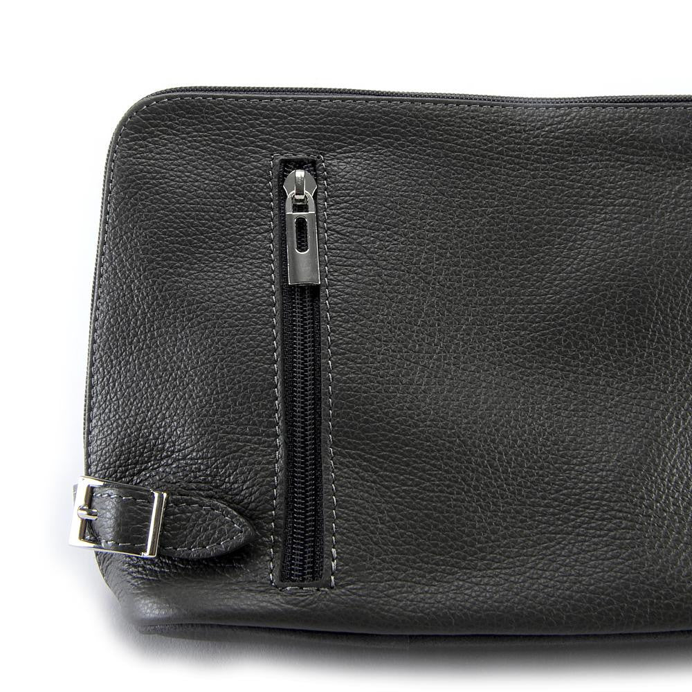 Mini sac à bandoulière en cuir grainé italien MIA Gris foncé