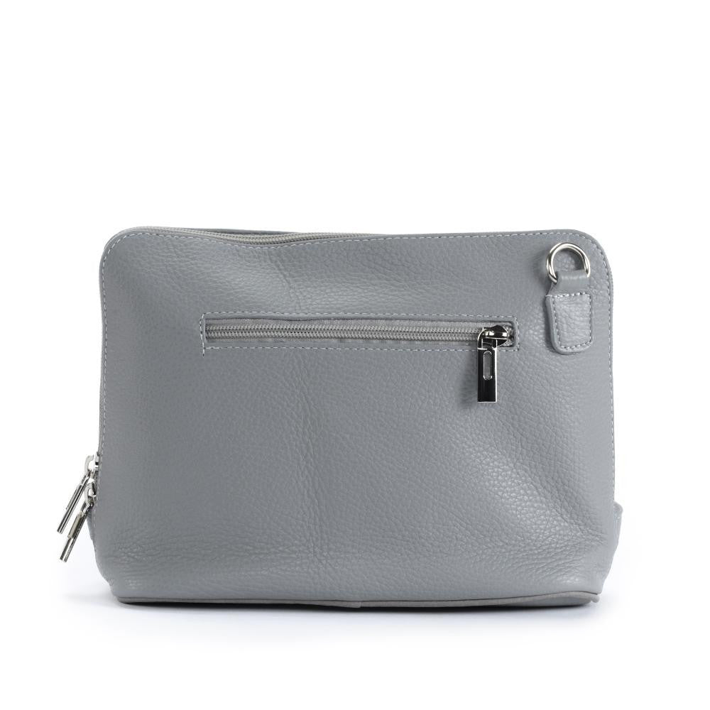 Mini sac à bandoulière en cuir grainé italien MIA Gris clair