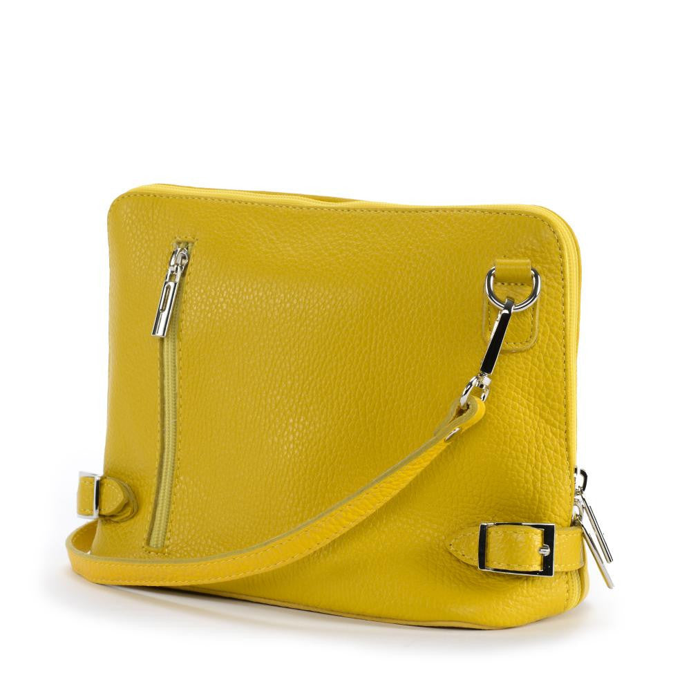 Mini sac à bandoulière en cuir grainé italien MIA Jaune tournesol