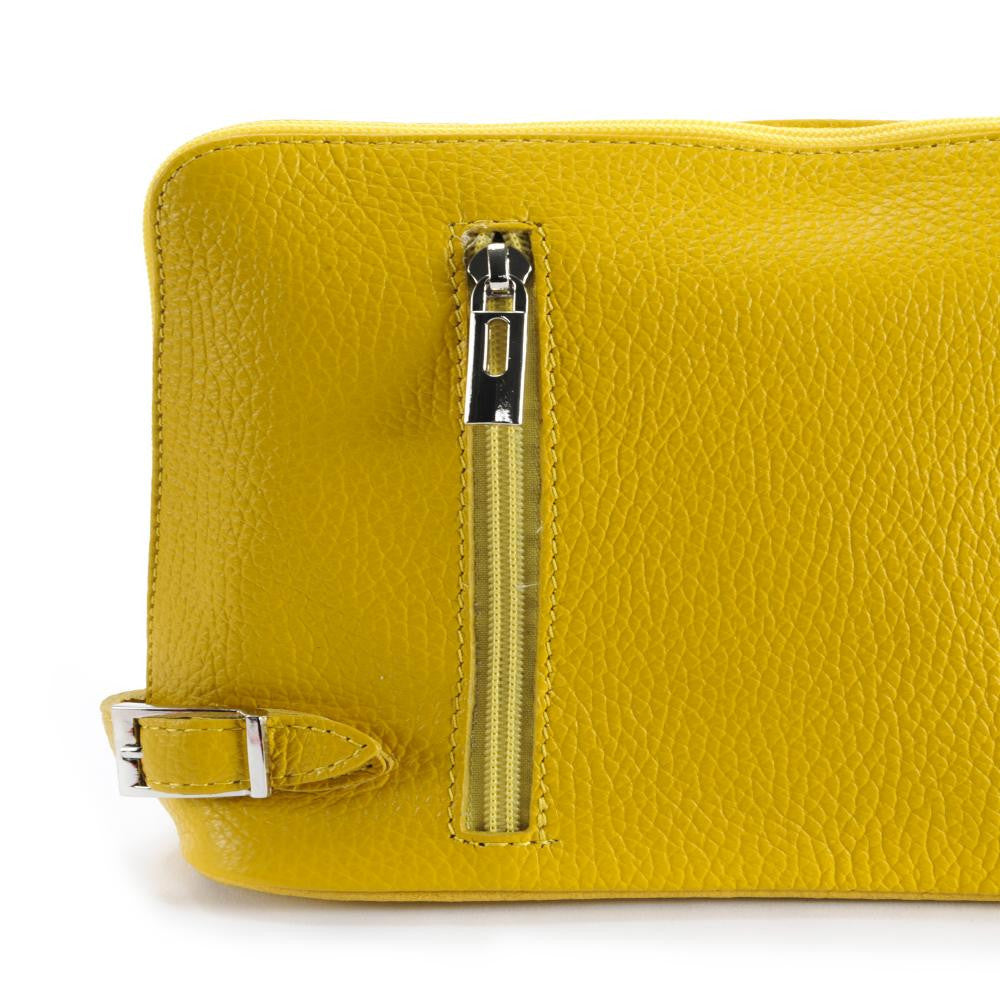 Mini sac à bandoulière en cuir grainé italien MIA Jaune tournesol