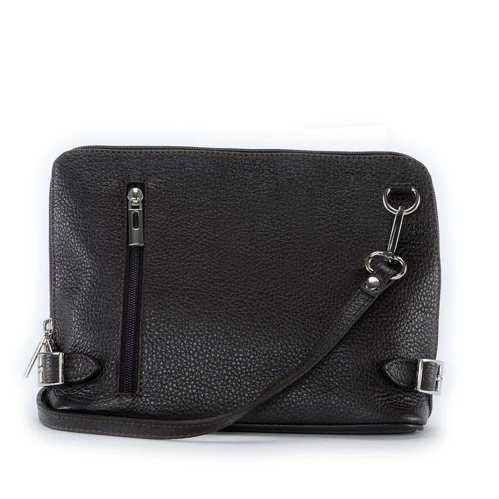 Mini sac à bandoulière en cuir grainé italien MIA Noir