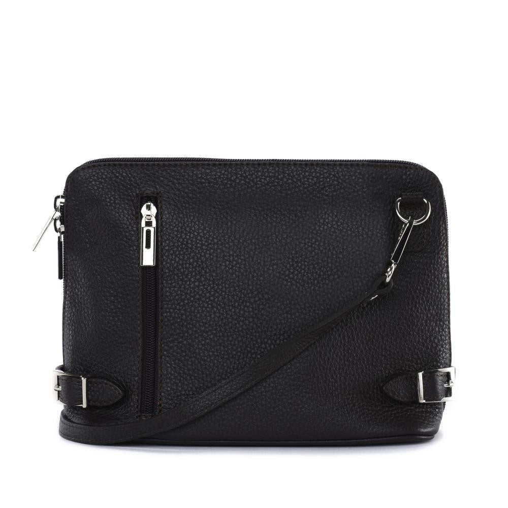 Mini sac à bandoulière en cuir grainé italien MIA Chocolat