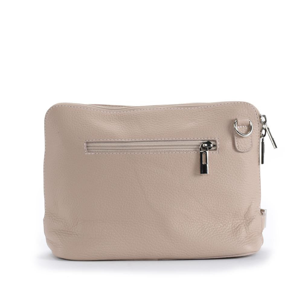 Mini sac à bandoulière en cuir grainé italien MIA Rose nude