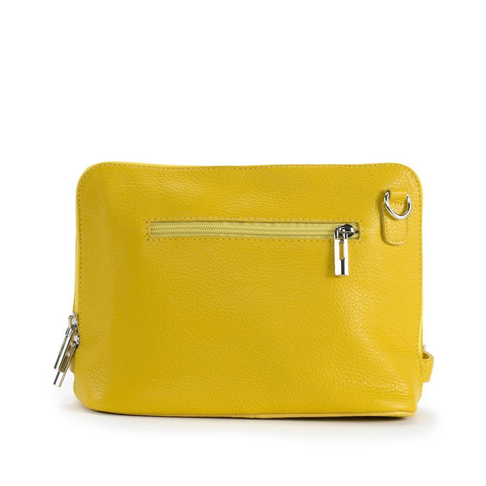 Mini sac à bandoulière en cuir grainé italien MIA Jaune tournesol