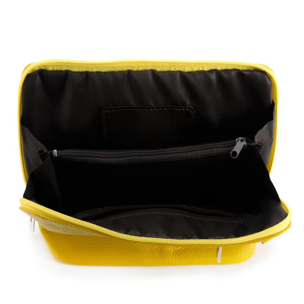 Mini sac à bandoulière en cuir grainé italien MIA Jaune tournesol