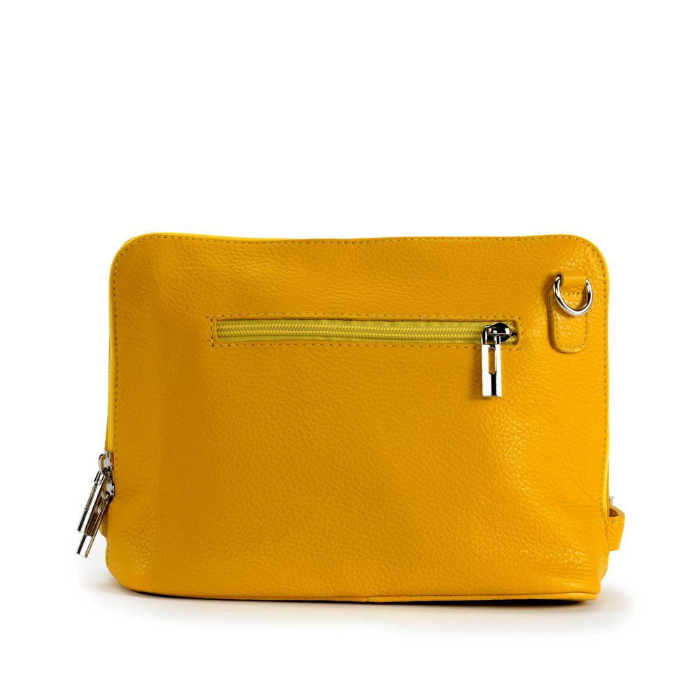 Mini sac à bandoulière en cuir grainé italien MIA Jaune Moutarde