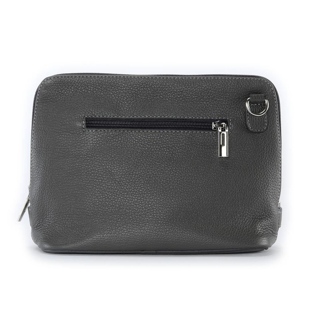 Mini sac à bandoulière en cuir grainé italien MIA Gris foncé