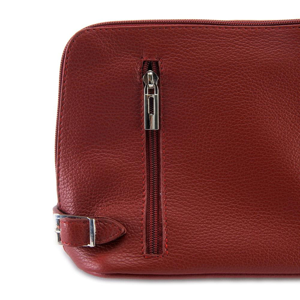 Mini sac à bandoulière en cuir grainé italien MIA Rouge foncé