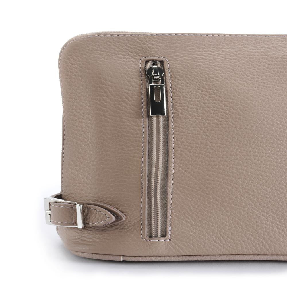 Mini sac à bandoulière en cuir grainé italien MIA Rose nude
