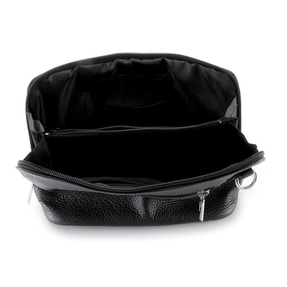 Mini sac à bandoulière en cuir grainé italien MIA Noir