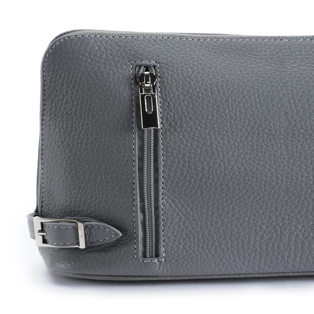 Mini sac à bandoulière en cuir grainé italien MIA Gris clair