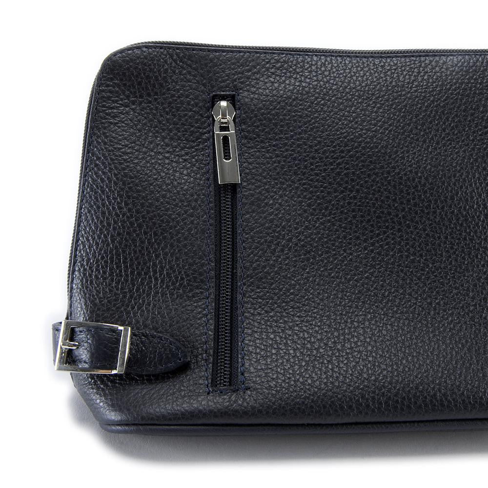 Mini sac à bandoulière en cuir grainé italien MIA Bleu marine
