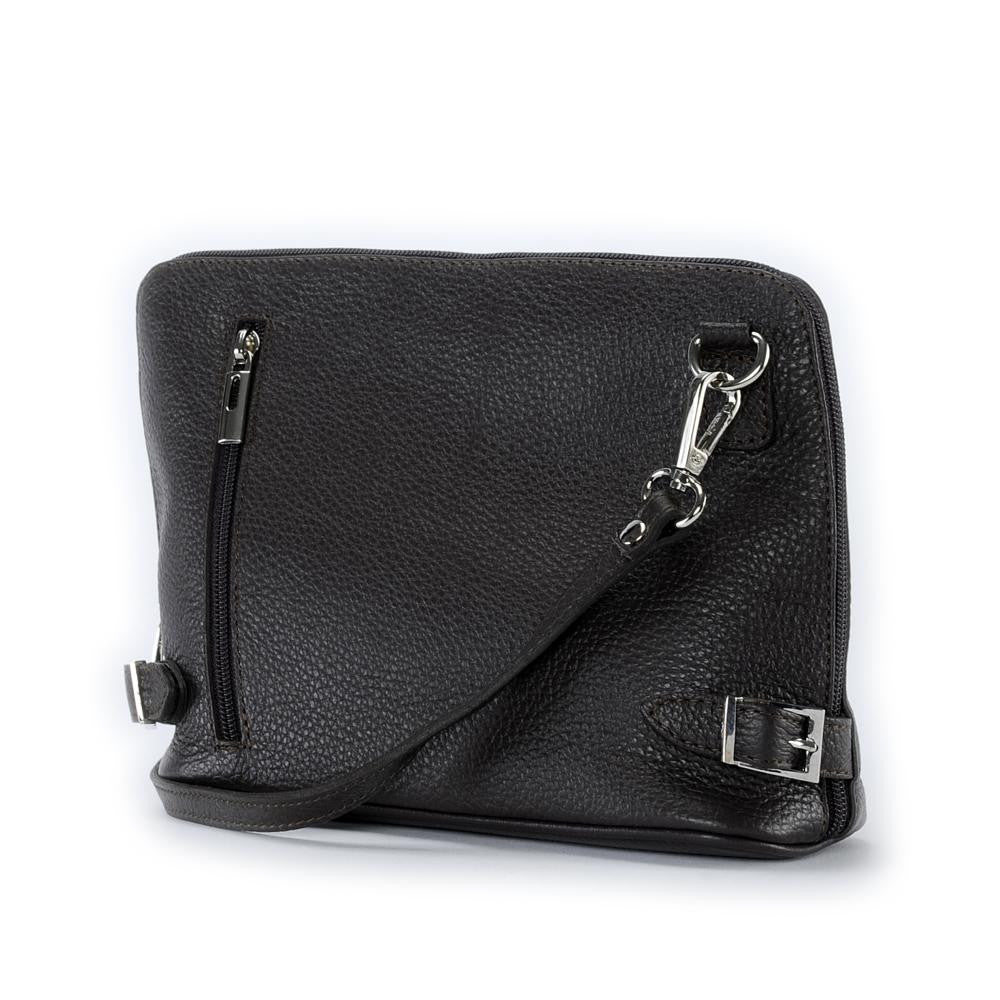 Mini sac à bandoulière en cuir grainé italien MIA Noir