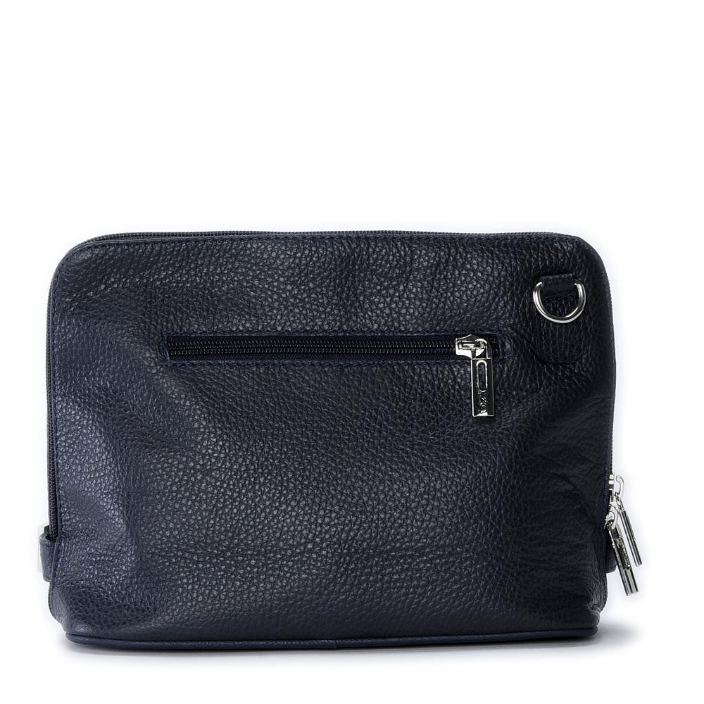 Mini sac à bandoulière en cuir grainé italien MIA Bleu marine