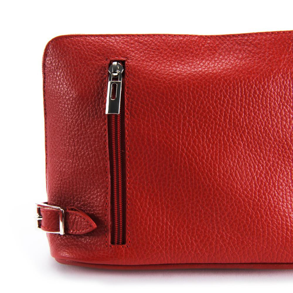 Mini sac à bandoulière en cuir grainé italien MIA Rouge garance