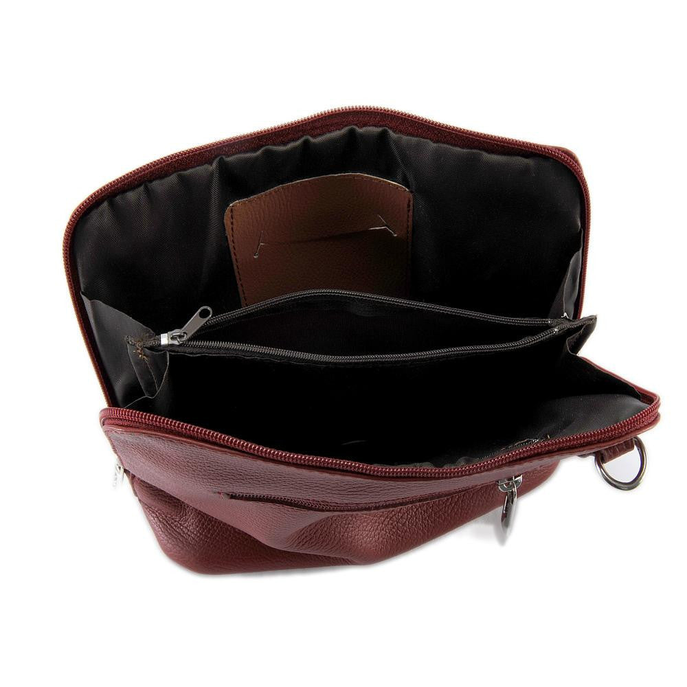 Mini sac à bandoulière en cuir grainé italien MIA Rouge foncé