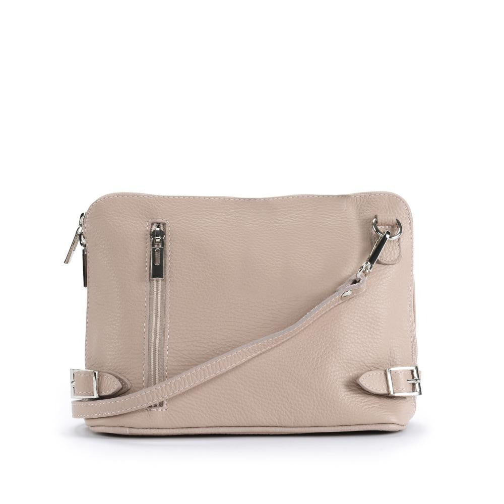 Mini sac à bandoulière en cuir grainé italien MIA Rose nude