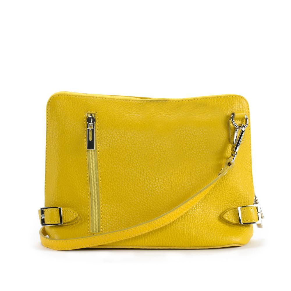 Mini sac à bandoulière en cuir grainé italien MIA Jaune tournesol