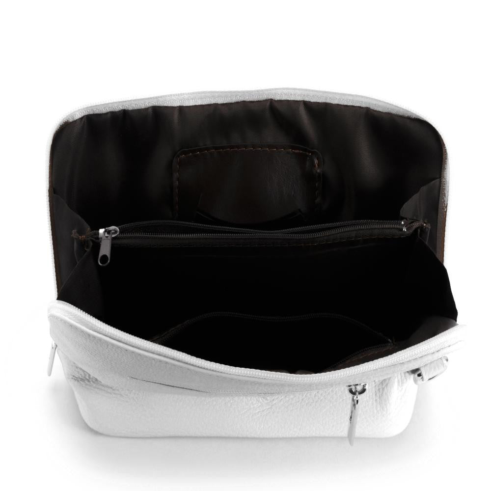 Mini sac à bandoulière en cuir grainé italien MIA Blanc