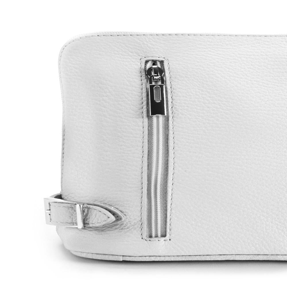 Mini sac à bandoulière en cuir grainé italien MIA Blanc