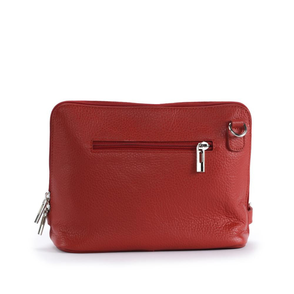 Mini sac à bandoulière en cuir grainé italien MIA Rouge garance