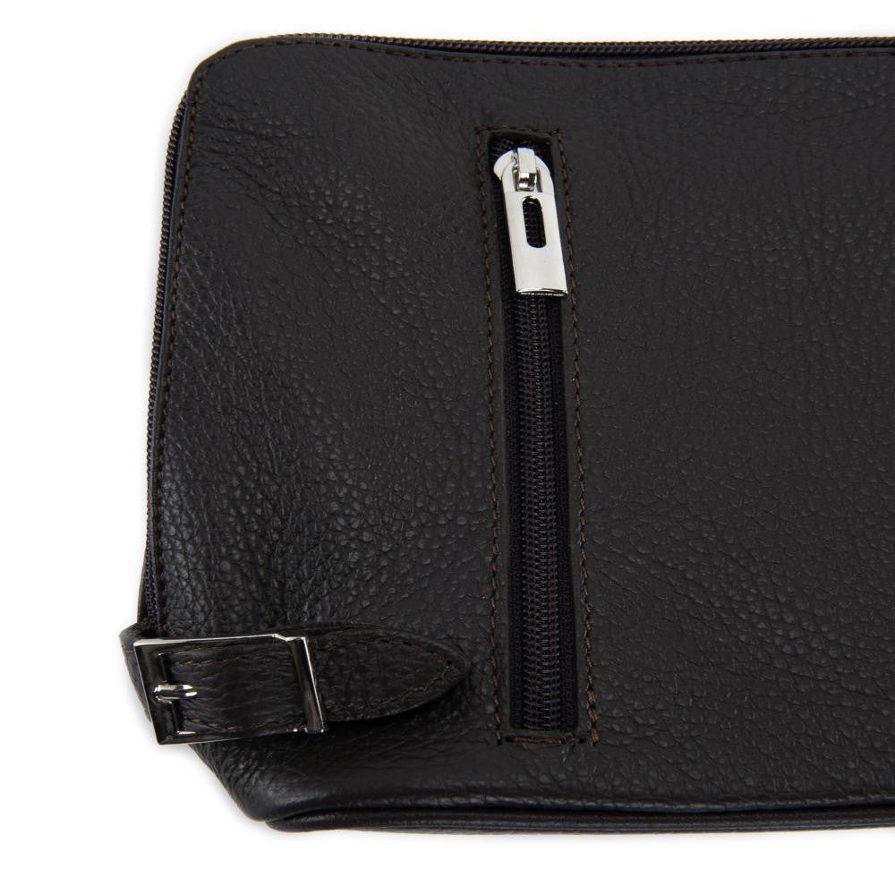 Mini sac à bandoulière en cuir grainé italien MIA Chocolat