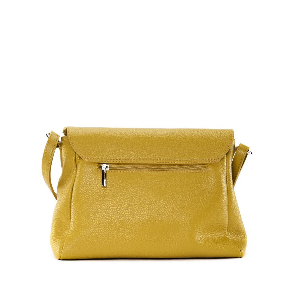Sac bandoulière en cuir grainé SAIGON Jaune tournesol