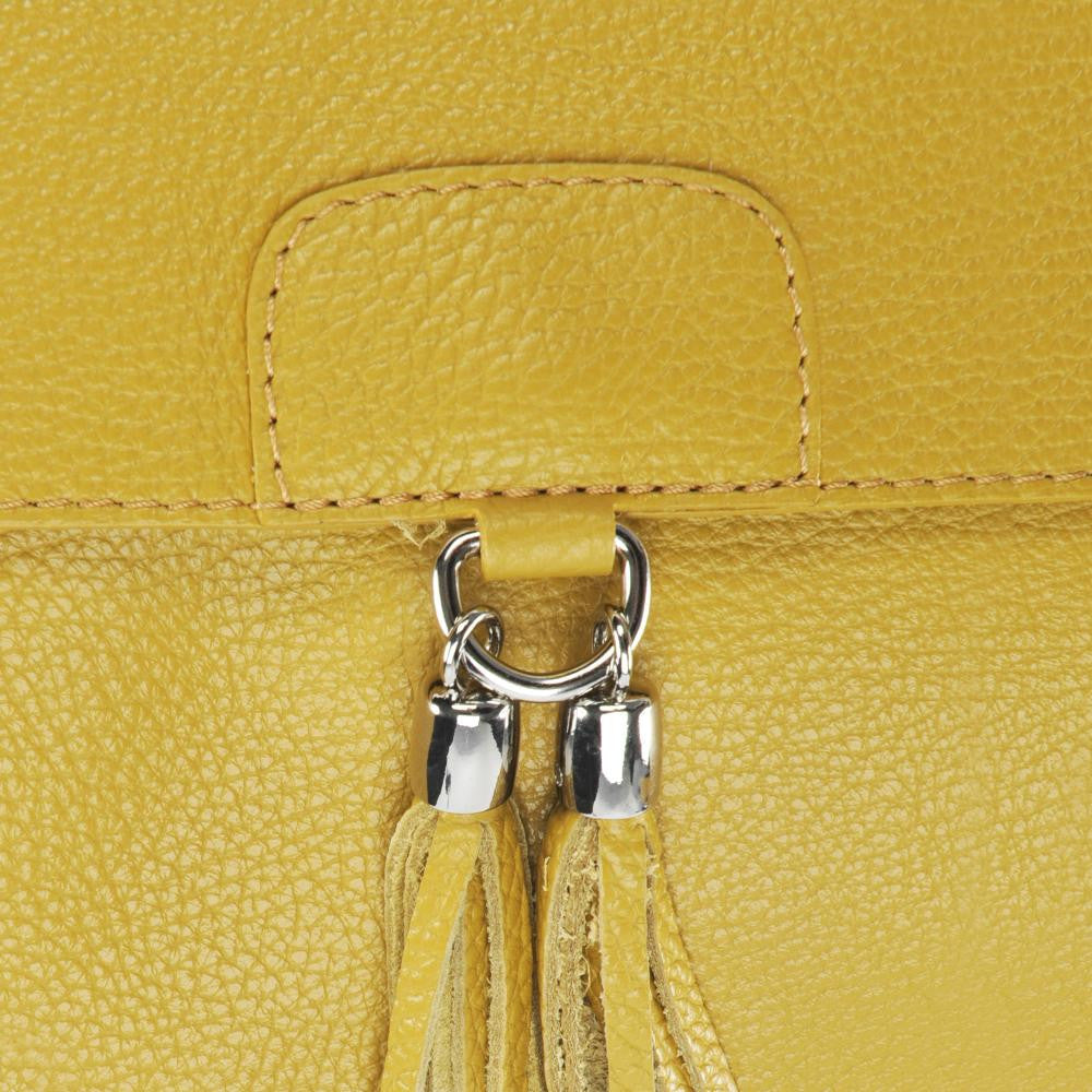 Sac bandoulière en cuir grainé SAIGON Jaune tournesol
