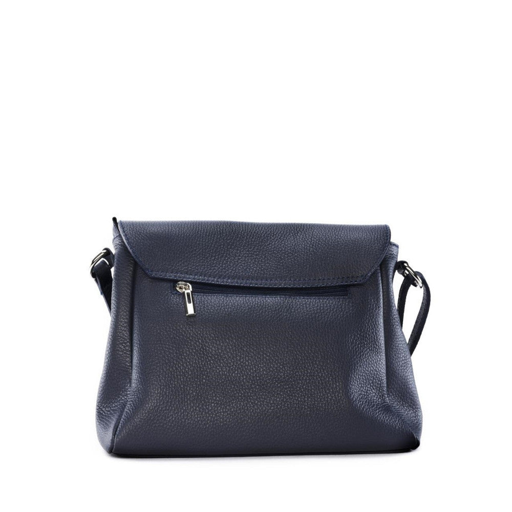 Sac bandoulière en cuir grainé SAIGON Bleu marine