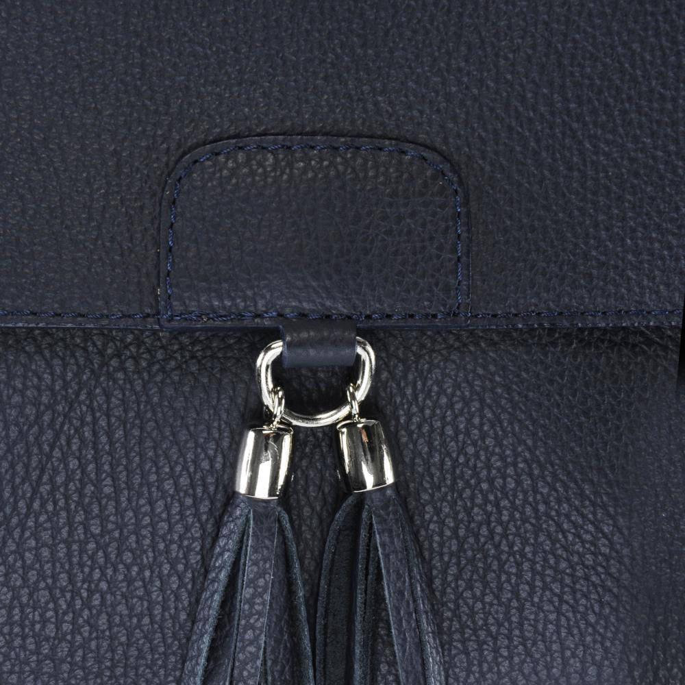Sac bandoulière en cuir grainé SAIGON Bleu marine