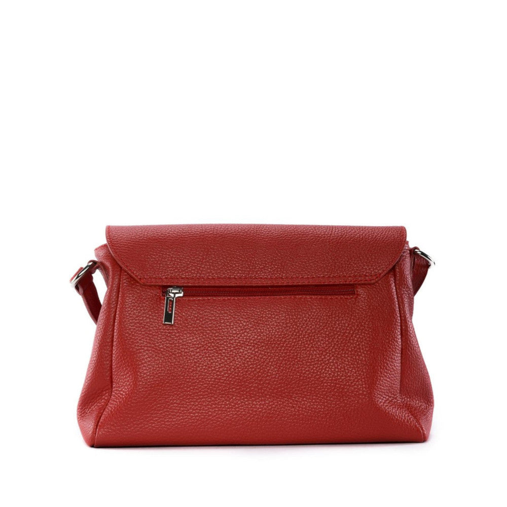 Sac bandoulière en cuir grainé SAIGON Rouge garance