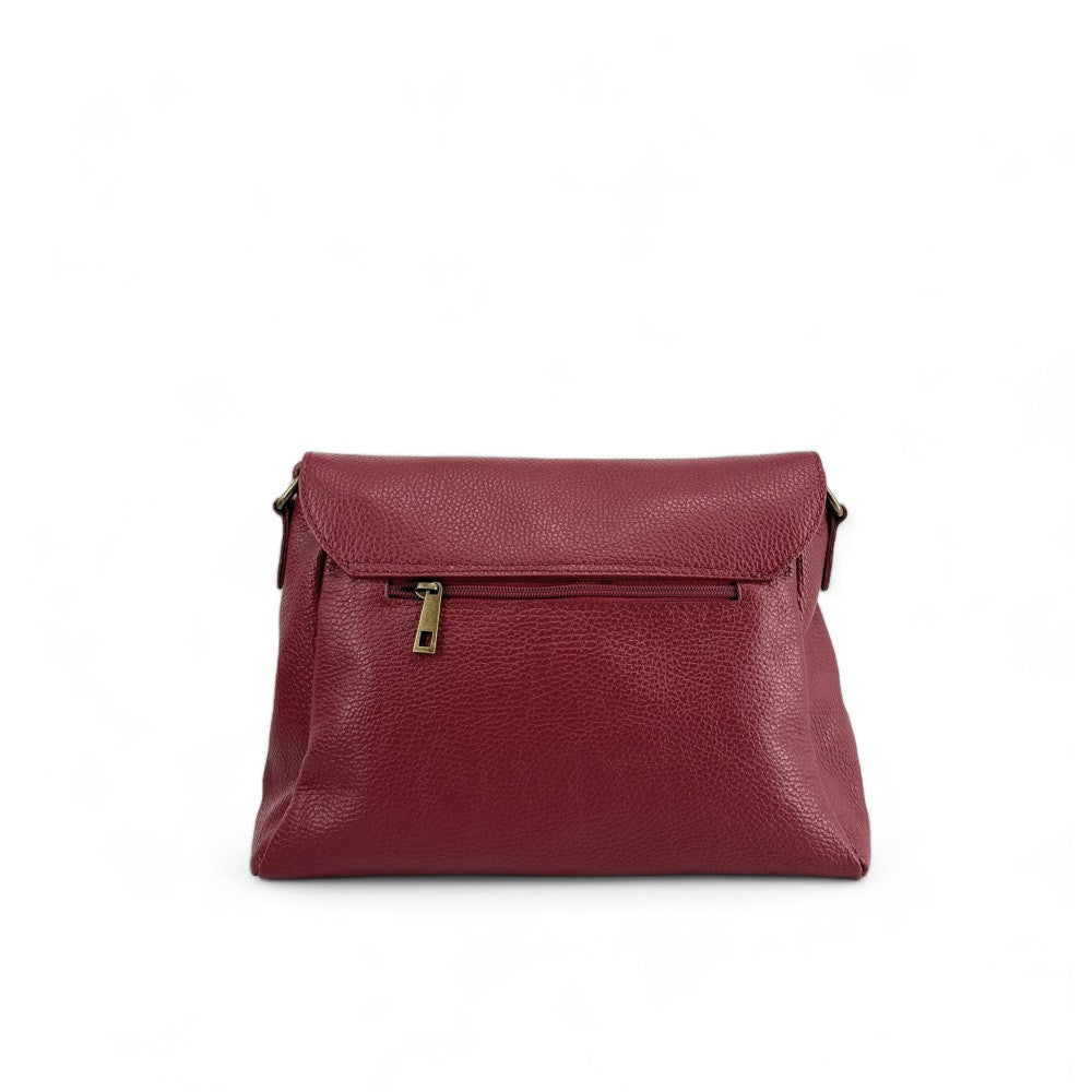 Sac bandoulière en cuir grainé SAIGON Rouge foncé