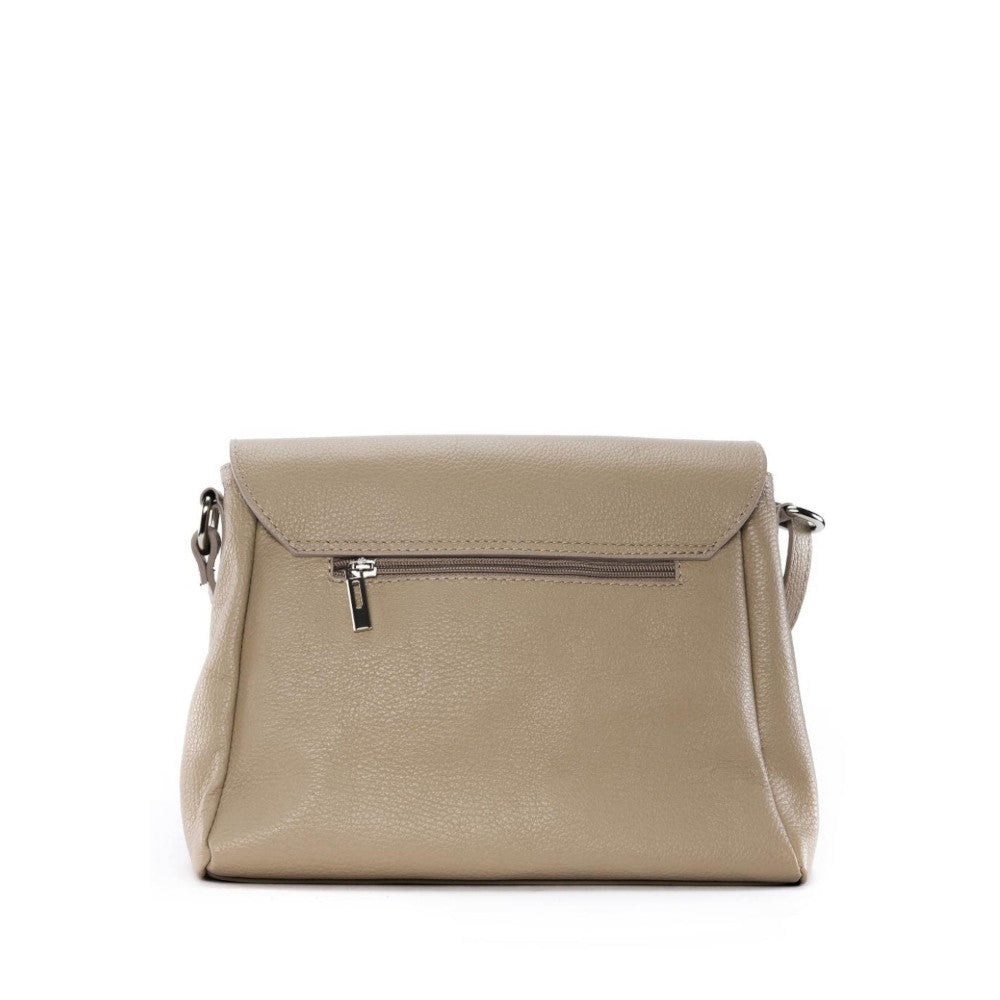 Sac bandoulière en cuir grainé SAIGON Taupe clair