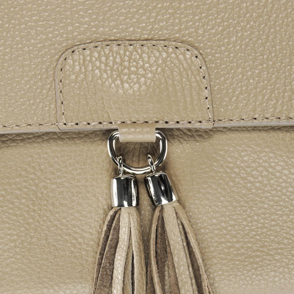 Sac bandoulière en cuir grainé SAIGON Taupe clair