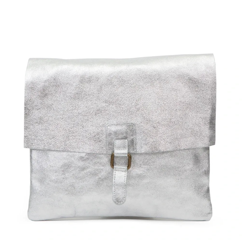 Sac bandoulière en cuir irisé COQUETTE GLOW Argent clair