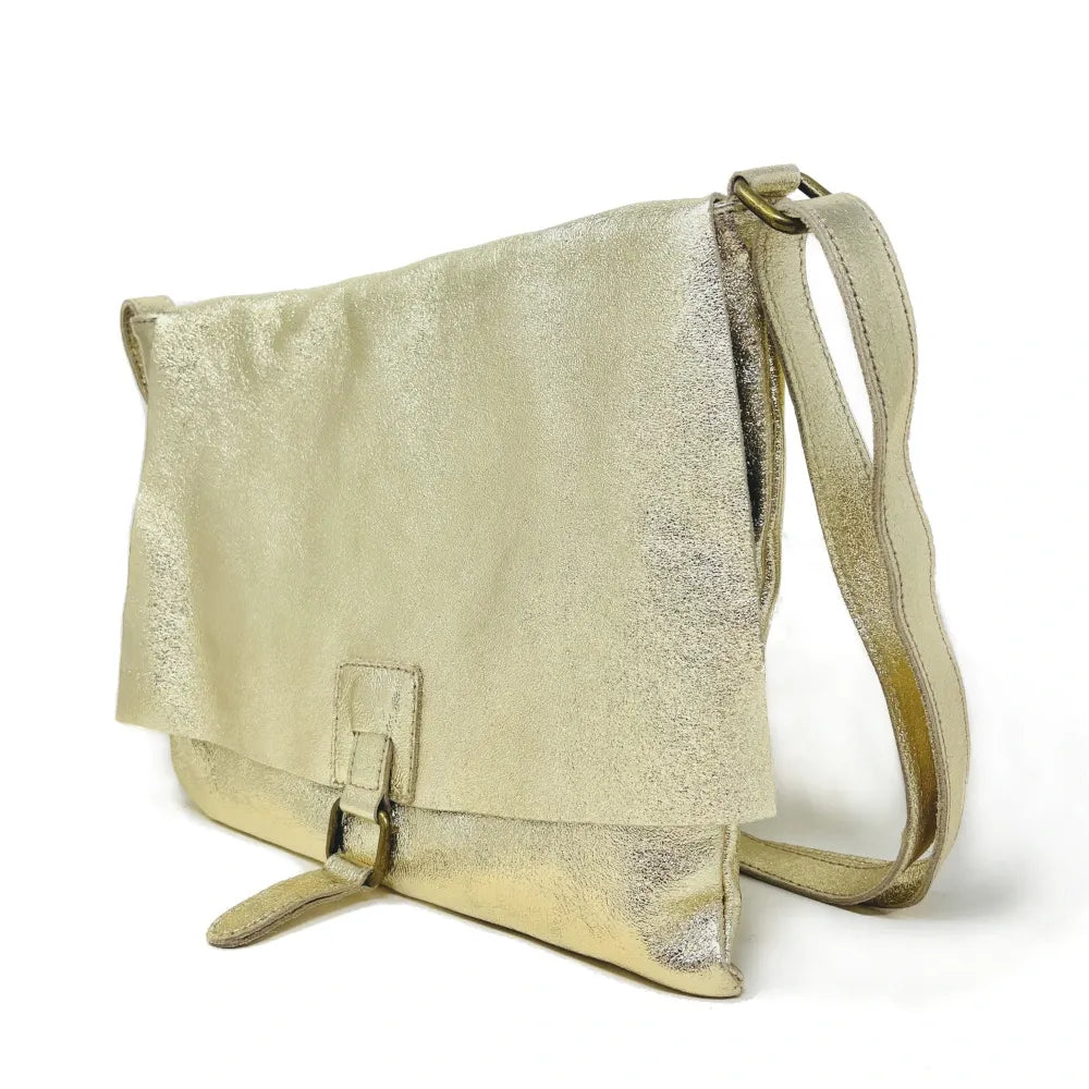 Sac bandoulière en cuir irisé COQUETTE GLOW Or pâle
