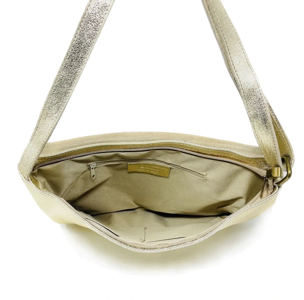 Sac bandoulière en cuir irisé COQUETTE GLOW Or pâle