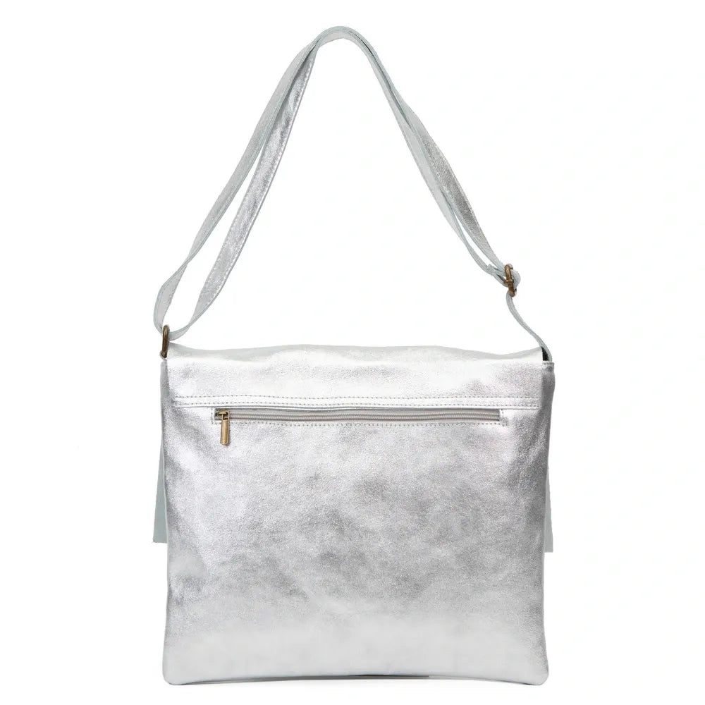 Sac bandoulière en cuir irisé COQUETTE GLOW Argent clair