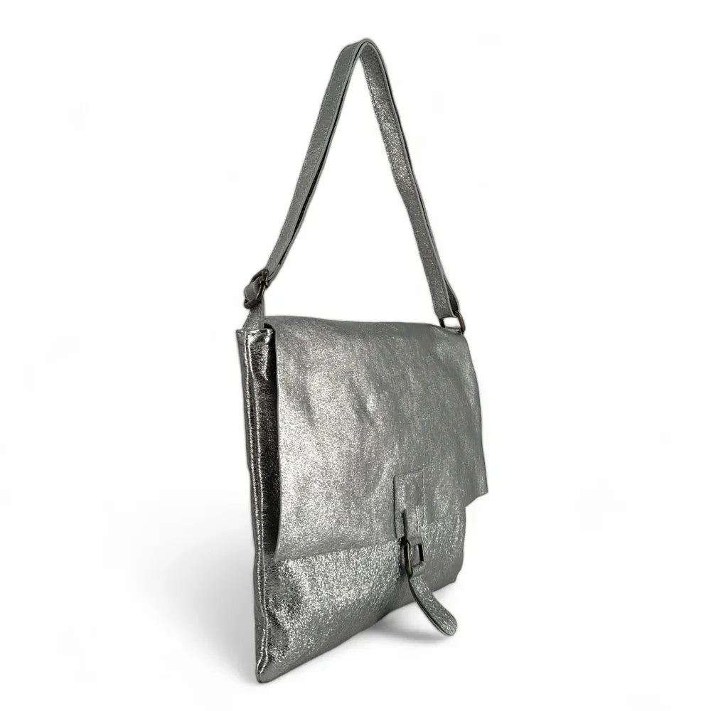 Sac bandoulière en cuir irisé COQUETTE GLOW Argent moyen