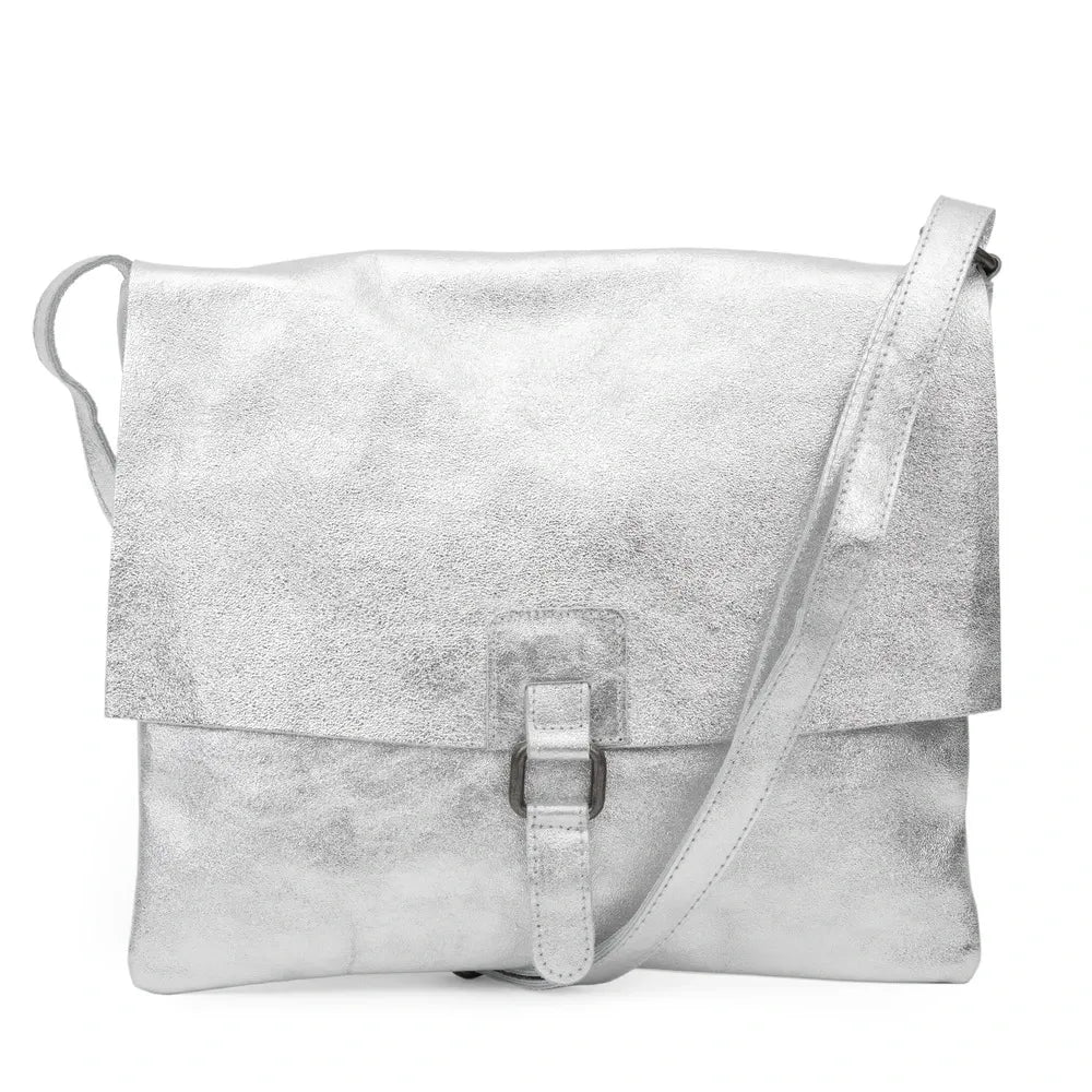 Sac bandoulière en cuir irisé COQUETTE GLOW Argent clair