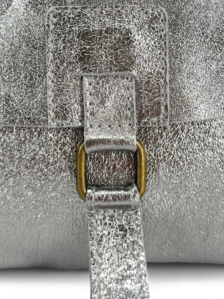 Sac bandoulière en cuir irisé COQUETTE GLOW Argent moyen
