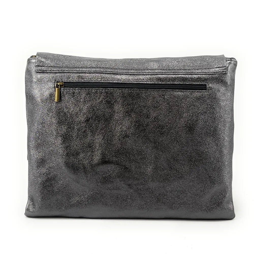 Sac bandoulière en cuir irisé COQUETTE GLOW Argent foncé