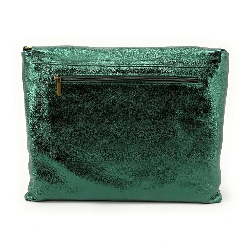 Sac bandoulière en cuir irisé COQUETTE GLOW Vert forêt irisé