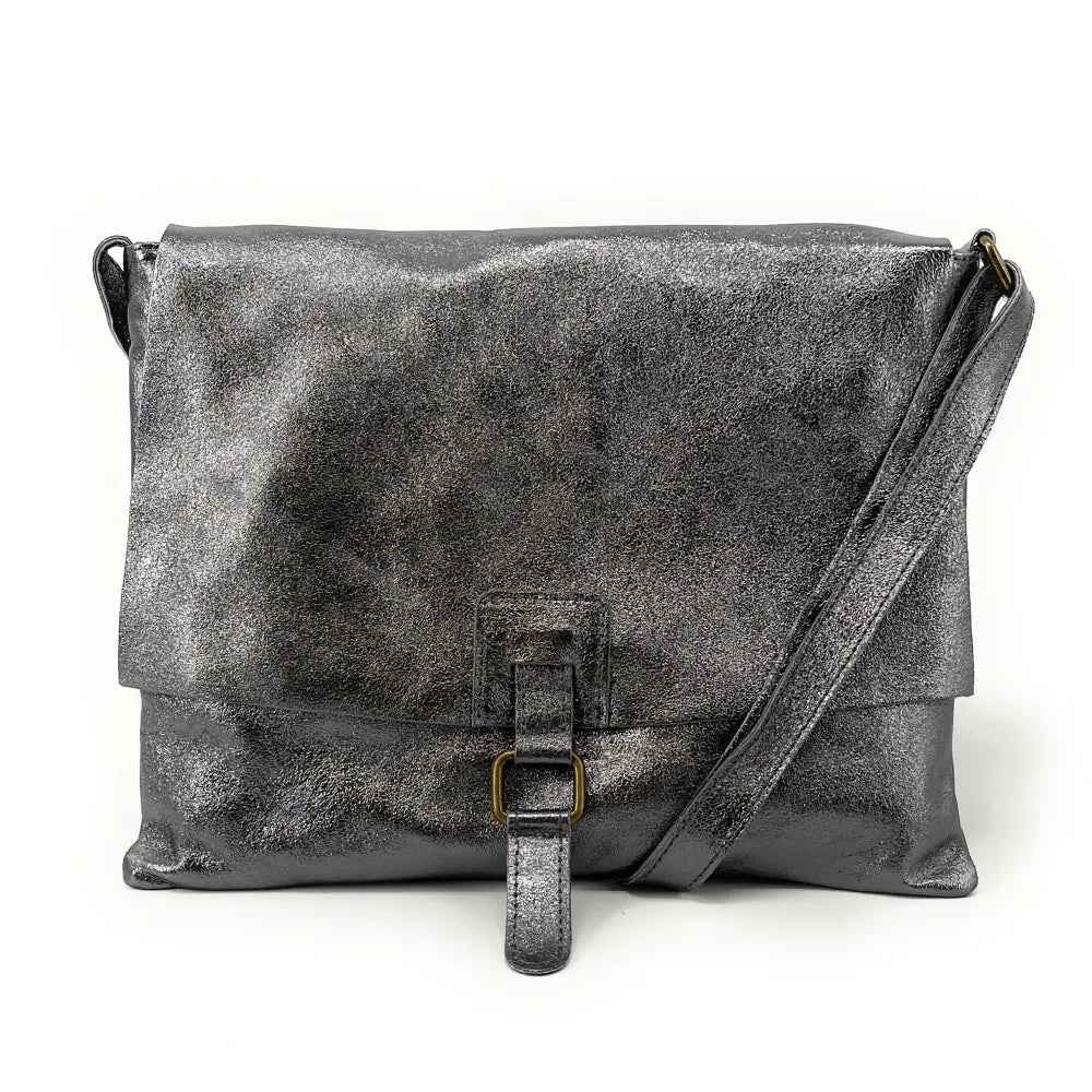 Sac bandoulière en cuir irisé COQUETTE GLOW Argent foncé