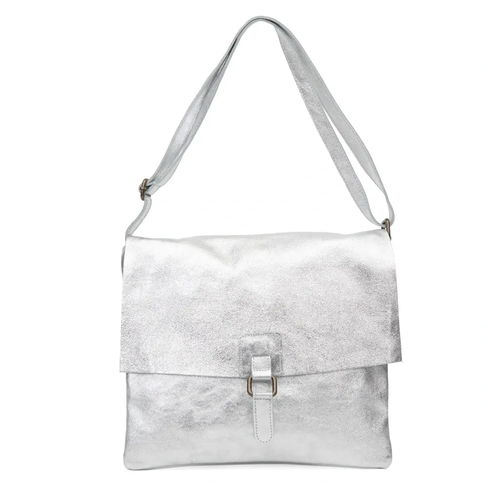 Sac bandoulière en cuir irisé COQUETTE GLOW Argent clair