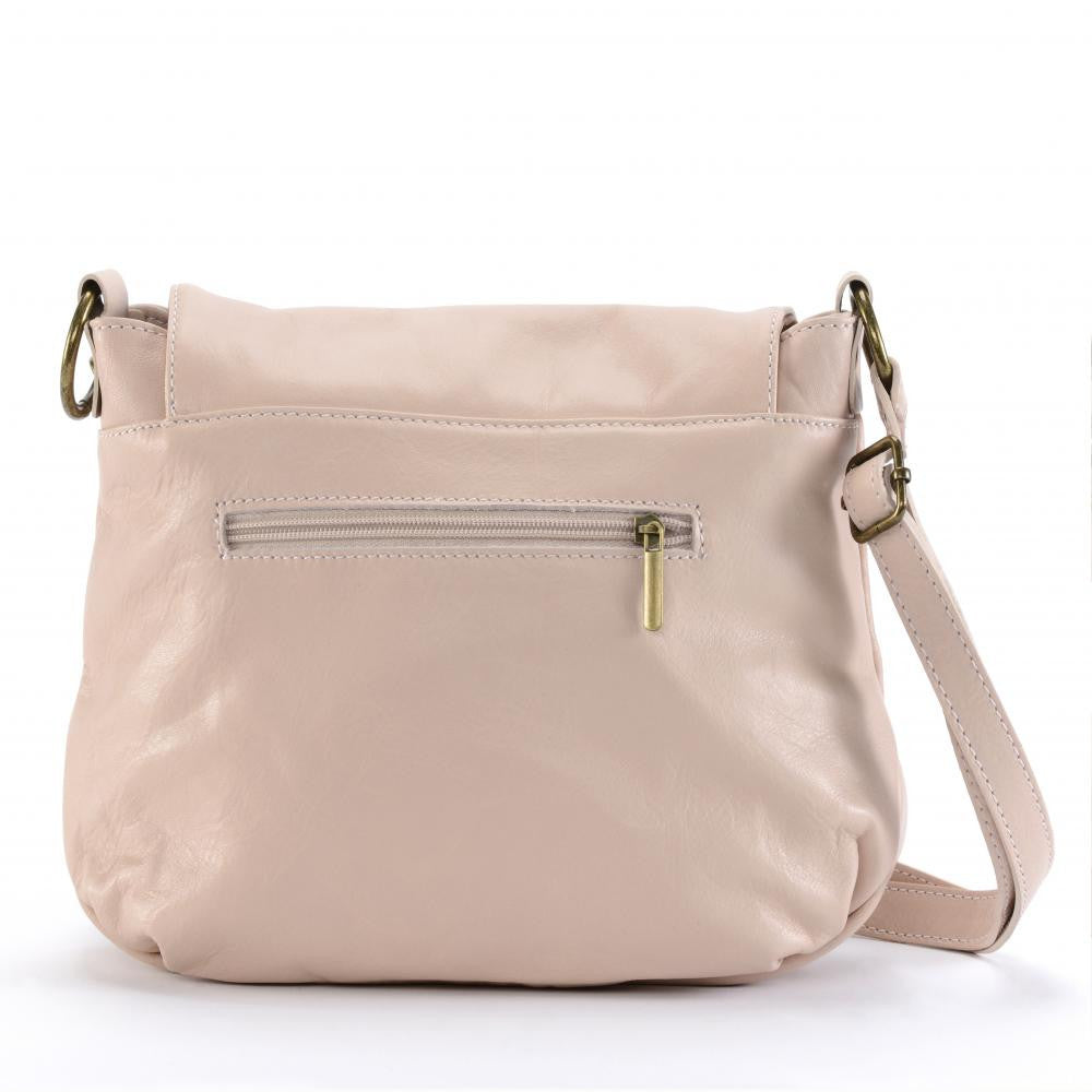 Sac bandoulière en cuir lisse 72 HEURES Rose nude