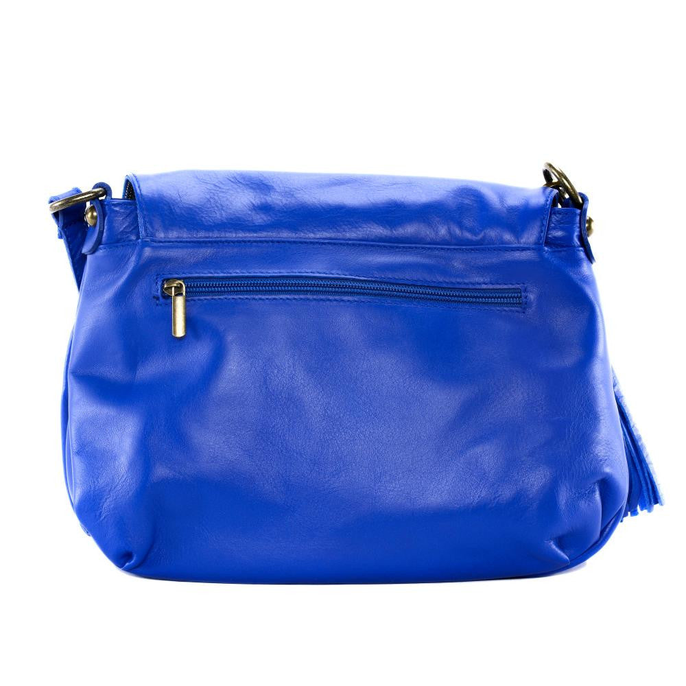 Sac bandoulière en cuir lisse 72 HEURES Bleu roi