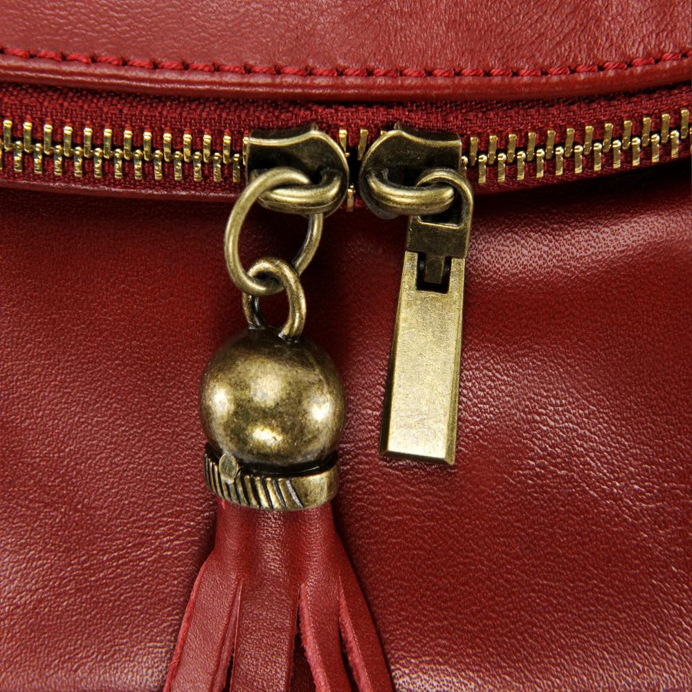 Sac bandoulière en cuir lisse 72 HEURES Rouge foncé
