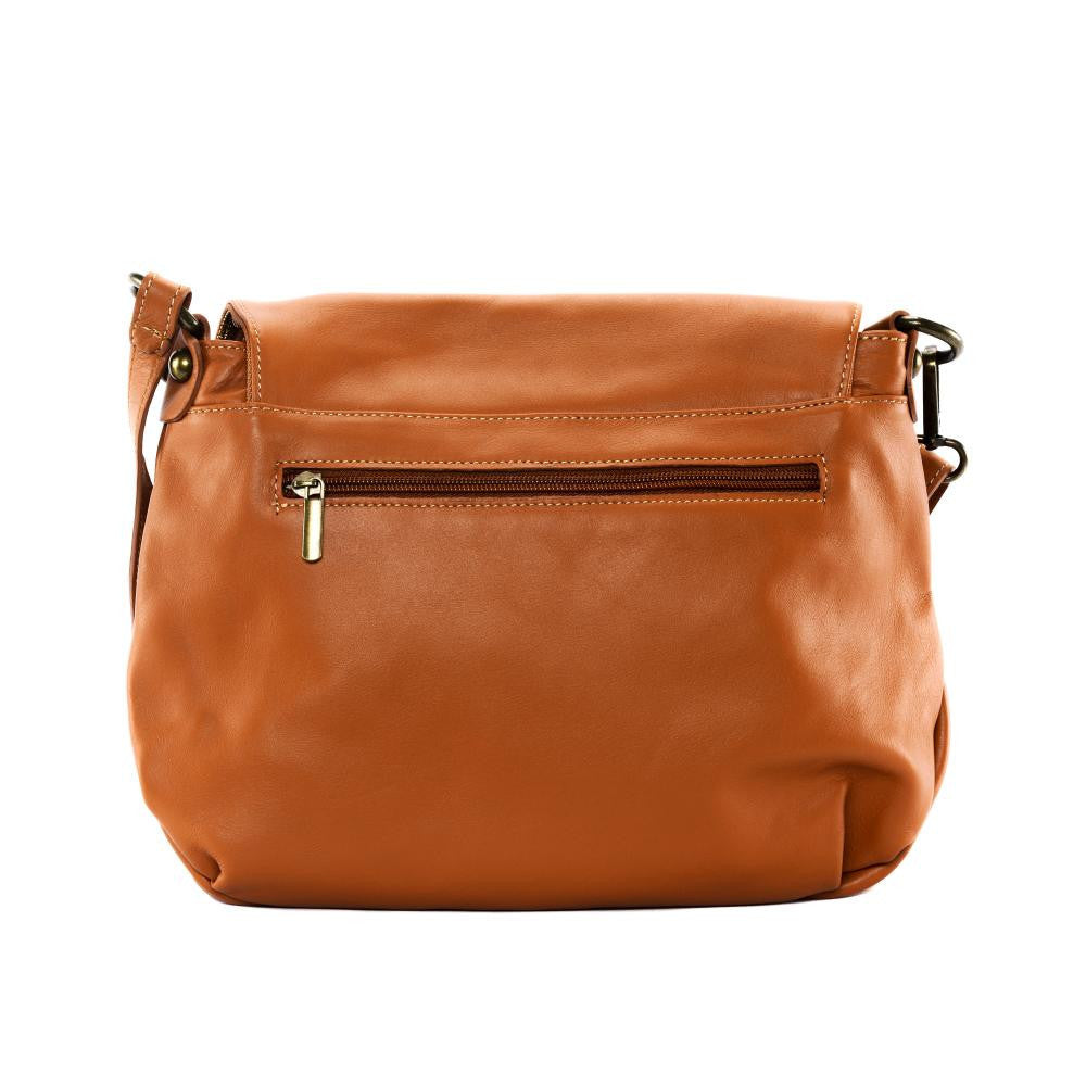 Sac bandoulière en cuir lisse 72 HEURES Cognac